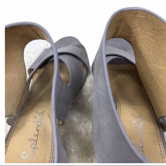 Splendid Jerry Gray Leather Strappy Stacked Block Heel Dress Sandals Size 8.5 - Picture 9 of 9